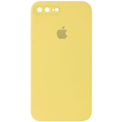 Чехол для Apple iPhone 7 plus / 8 plus Silicone Full camera закрытый низ + защита камеры (Желтый / Canary Yellow) квадратные борты