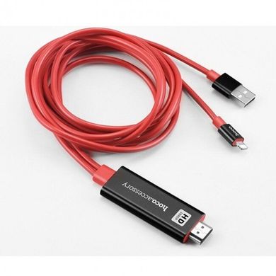 Кабель Hoco UA4 Apple HDMI cable adapter Black + Red, Червоний