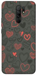 Чехол для Xiaomi Redmi 9 PandaPrint Милые сердца паттерн