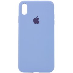 Чехол для Apple iPhone XR (6.1"") Silicone Case Full с микрофиброй и закрытым низом Голубой / Lilac Blue