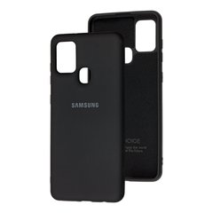Чехол для Samsung Galaxy A21s (A217) Silicone Full черный c закрытым низом и микрофиброю