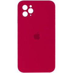 Чехол для Apple iPhone 11 Pro Max Silicone Full camera закрытый низ + защита камеры (Красный / Rose Red)