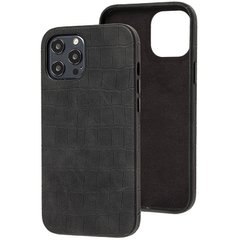 Кожаный чехол Croco Leather для Apple iPhone 12 Pro / 12 (6.1"") Black