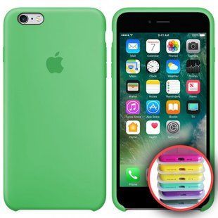 Чехол silicone case for iPhone 6/6s с микрофиброй и закрытым низом Srearmint / Бирюзовый