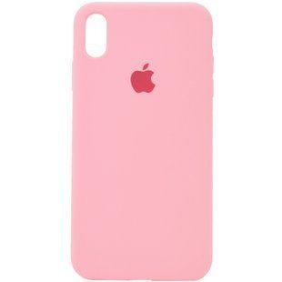 Чехол silicone case for iPhone X/XS с микрофиброй и закрытым низом Pink