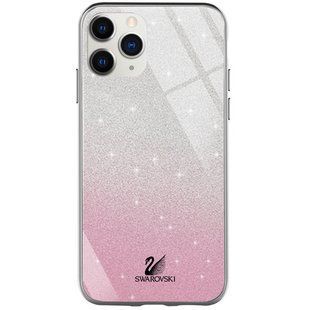 TPU+Glass чехол Swarovski для Apple iPhone 11 Pro Max (6.5") (Розовый)