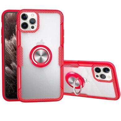 TPU+PC чехол Deen CrystalRing for Magnet (opp) для Apple iPhone 13 Pro (6.1"") Бесцветный / Красный