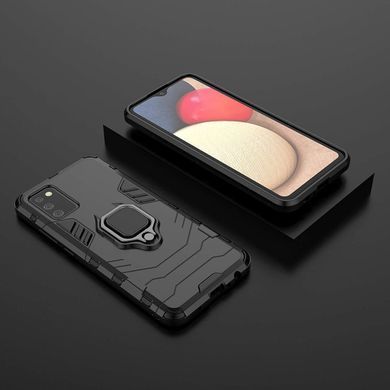 Ударопрочный чехол Transformer Ring for Magnet для Samsung Galaxy A03s Черный / Soul Black