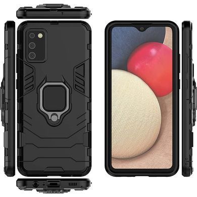 Ударопрочный чехол Transformer Ring for Magnet для Samsung Galaxy A03s Черный / Soul Black