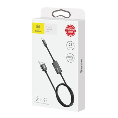 Audio/USB-адаптер Baseus Music Series Audio Cable for iP(Lightning) 2A/1m. Black, Black