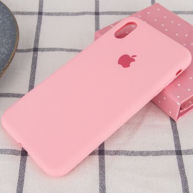 Чохол silicone case for iPhone X / XS з мікрофіброю і закритим низом Pink