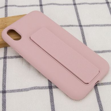 Чохол Silicone Case Hand Holder для Apple iPhone X / XS (5.8") (Рожевий / Pink Sand)