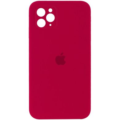 Чехол для Apple iPhone 11 Pro Max Silicone Full camera закрытый низ + защита камеры (Красный / Rose Red)