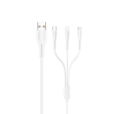 СЗУ USAMS T20 Dual USB Round Travel Charger (EU) + U35 3IN1 Charging Cable, Білий