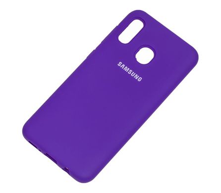 Чехол для Samsung Galaxy A20 / A30 Silicone Full фиолетовый c закрытым низом и микрофиброю