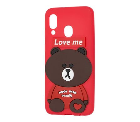 Чехол для Samsung Galaxy A40 (A405) мишка "Love Me" красный