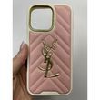Чехол для Iphone 16 Leather YSL Pink