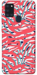 Чехол для Samsung Galaxy A21s PandaPrint Red Zebra print паттерн