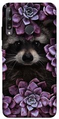 Чехол для Huawei P40 Lite E / Y7p (2020) PandaPrint Енот в цветах цветы
