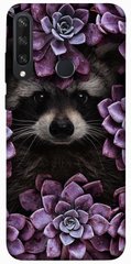 Чохол для Huawei Y6p PandaPrint Єнот в кольорах квіти