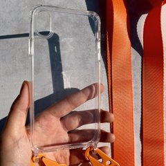 Чехол для iPhone XR прозрачный с ремешком Orange