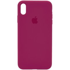 Чохол silicone case for iPhone X / XS з мікрофіброю і закритим низом Rose Red