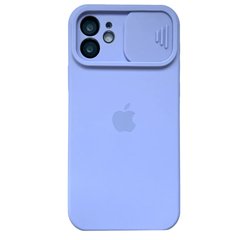 Чохол для iPhone 12 Silicone with Logo hide camera + шторка на камеру Light Purple