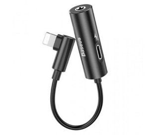 Перехідник Baseus L42 IP Male to 3.5mm + IP Female чорний CALL42-01, Черный