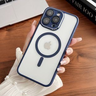 Чохол для iPhone 12 / 12 Pro Premium acrylic case Прозора стінка + скло на камеру Midnight Blue