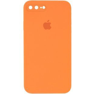 Чехол для Apple iPhone 7 plus / 8 plus Silicone Full camera закрытый низ + защита камеры (Оранжевый / Papaya) квадратные борты
