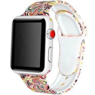Силиконовый ремешок с рисунком для Apple watch 42mm / 44mm (Разноцветный узор)