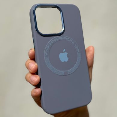 Чохол для iPhone 12 / 12 Pro Silicone Case Full (Metal Frame and Buttons) with Magsafe з металевими кнопками та рамкою Lavender Gray