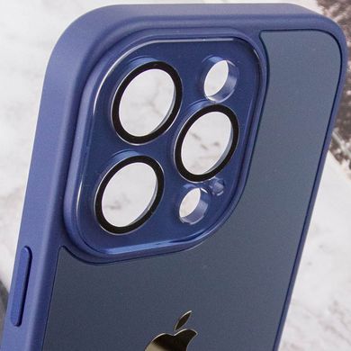 Чохол для iPhone 12 / 12 Pro Скляний матовий + скло на камеру з мікрофіброю TPU+Glass Sapphire Midnight Deep navy