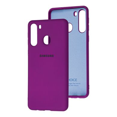 Чехол для Samsung Galaxy A21 (A215) Silicone Full сиреневый c закрытым низом и микрофиброю