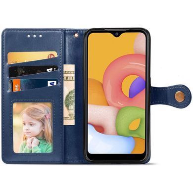 Кожаный чехол книжка GETMAN Gallant (PU) для Samsung Galaxy A02s / M02s (Синий)