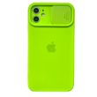 Чехол для iPhone 12 Silicone with Logo hide camera + шторка на камеру Green