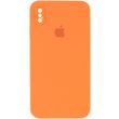 Чехол для Apple iPhone XS Max Silicone Full camera / закрытый низ + защита камеры (Оранжевый / Papaya) квадратные борты