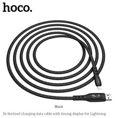 Кабель HOCO Lightning Sentinel Timing Display S6 |1.2m, 2.4A| Black, Black