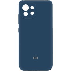 Чехол для Xiaomi Mi 11 Lite Silicone Full camera закрытый низ + защита камеры Синий / Navy blue