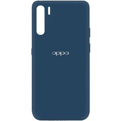 Чехол для Oppo A91 Silicone Full с закрытым низом и микрофиброй Синий / Navy blue