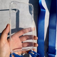 Чехол для iPhone XR прозрачный с ремешком Blue Cobalt