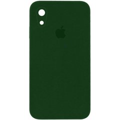 Чехол для Apple iPhone XR (6.1"") Silicone Case Full Camera закрытый низ + защита камеры Зеленый / Army green квадратные борты