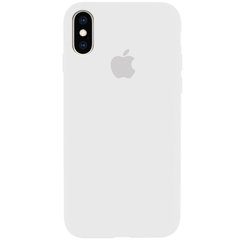 Чехол silicone case for iPhone XS Max с микрофиброй и закрытым низом White