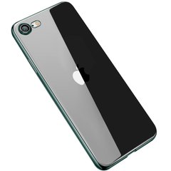 Прозрачный силиконовый чехол с глянцевой окантовкой Full Camera для Apple iPhone 7/8/SE(2020) (4.7") (Темно-зеленый)