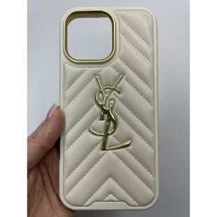 Чохол для Iphone 16 Leather YSL White