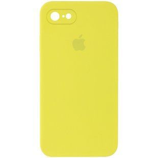 Чехол для iPhone 6/6s Silicone Full camera закрытый низ + защита камеры Желтый / Bright Yellow квадратные борты