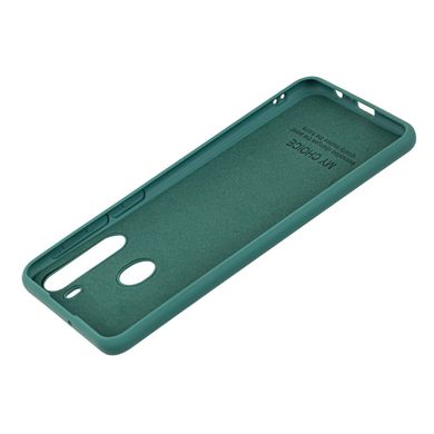 Чехол для Samsung Galaxy A21 (A215) Silicone Full сосновый зеленый c закрытым низом и микрофиброю