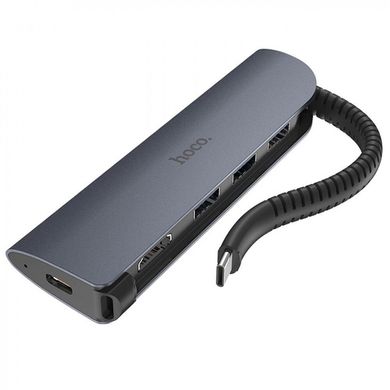 Hub адаптер Hoco HB13 Easylink Type-C 3 USB / HDMI / PD 60W, Black, Черный