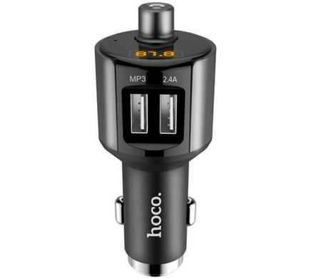 Автомобільний зарядний пристрій Hoco E19 2USB Bluetooth FM launcher сірий, серый