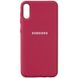 Чехол для Samsung A02 Silicone Full с закрытым низом и микрофиброй Красный / Rose Red